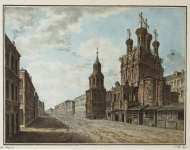 Alexeyev Fiodor View of the Church of St Nicholas the Large Cross on the Ilyinka - Hermitage